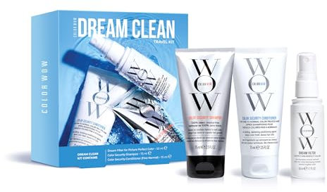 COLOR WOW Dream Clean Travel Kit – Clarifying + Hydrating Mini Haircare Trio | Dream Filter, Color Security Shampoo + Conditioner | Gently Detoxes + Hydrates for Glossy, Residue-Free Hair
