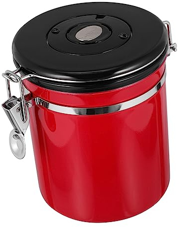 Mikinona Recipiente Tapa Sellada Café para Acero Inoxidable Hermético de Fácil de Almacenar Rojo Pequeño y Granos Alimentos Secos