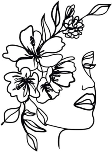 HZBAKLO Decorazione da parete minimalista in metallo, linea nera, astratta donna arte da appendere scultura grande decorazione da parete silhouette donna per soggiorno camera da letto