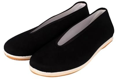 EDAT Schwarze Tai-Chi-Schuhe aus Baumwolle, Traditionelle chinesische Kung-Fu-Schuhe aus Baumwollstoff for Herren, Kampfsportschuhe, Stoffschuhe(44 EU)