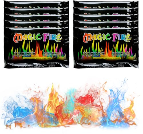 JurciCat D'artifice Exterieur Multicolore10g X 10 Magic Poudre De Set Poudre De Poudre De Multicolore Pour Les événements En Plein Air Halloween Et Noël