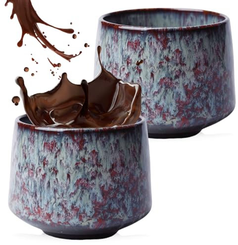 2 Stück Espressotassen, 180ml Mini Espresso Tassen, Kleine Teetasse Espressotasse Kaffeetasse aus Keramik, Kaffeebecher Keramik, Espresso Tasse für Geschenk in modernem Design