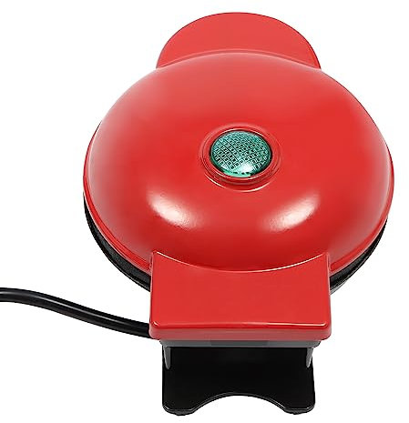 Wulimasun Gaufrier,350W Mini Gaufrier Petite Gaufre Machine avec Revêtement Antiadhésif,Pour les Anniversaires D'enfants, les Fêtes de Famille, Pâques ou Noël (Rouge)