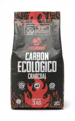 PROMADE - Coconut Shell Charcoal Briquettes – Long-Lasting, High Heat, Low Ash, No Sparks– Ideal for BBQ, Smokers & Grilling – 6.6 lb
