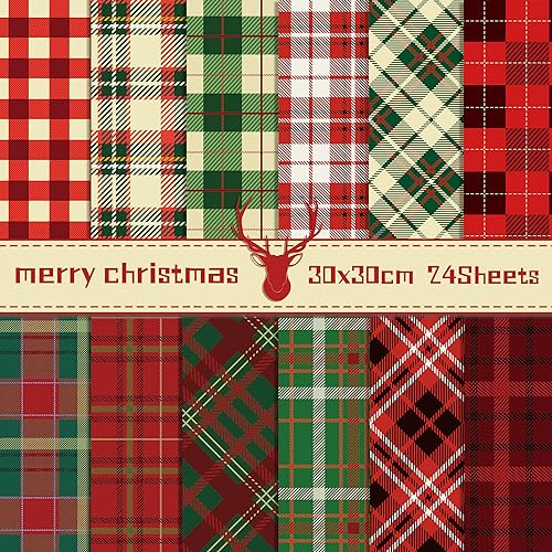 24 hojas de papel para álbum de recortes, Navidad, 12 tipos, papel decorativo de doble cara, papel de origami, accesorios para manualidades, Navidad, papel de manualidades, diario, papel decorativo