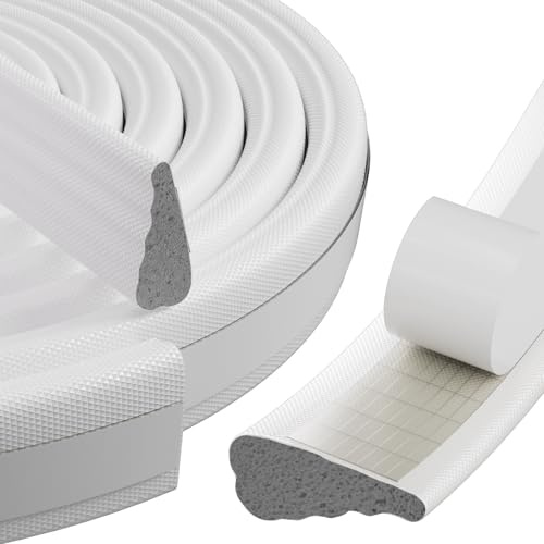 2Pcs×196 Wedge Weather Stripping Door Seal Strip for Door Frame & Window,Self Adhesive Window Insulation Draft Stopper Seal for Winter,Gray Foam Door Gap Filler for Soundproofing Light Blocker,White
