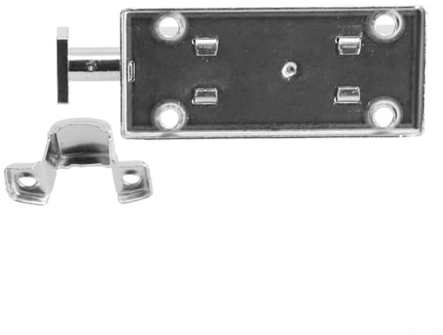 Zilimontt Perno de seguridad de aleación de zinc chapado en cromo de 4 pulgadas con botón de cierre de resorte abierto para puertas, ventanas, armarios, herrajes inoxidables fáciles de instalar