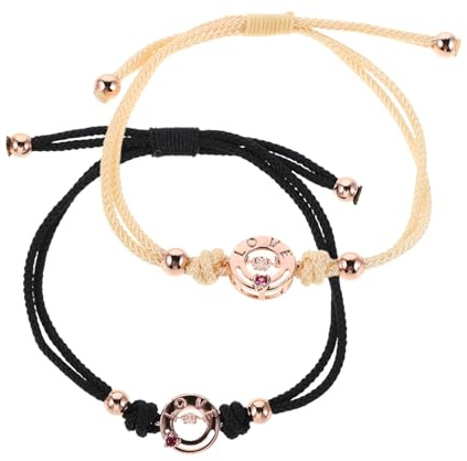 Healeved Pulseras Táctiles Vibratorias Para Parejas a Distancia Pulseras De Pareja Ajustables Y a Juego 1 Par Regalo Para Aniversario Compromiso Y San Valentín