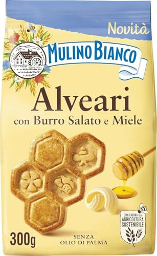 Biscotti Alveari Frollini con Burro Salato e miele per mulino bianco 300g (2025) con 8 Confezioni + OMAGGIO 2 CIALDE LUCKY CAFFE'