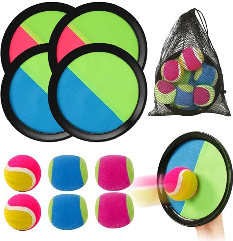 Juego de bolas de con 4 discos de pesca, 6 bolas (4 suaves y 2 duras), bolsa de almacenamiento, juego de lanzamiento para niños y adultos, jardín al aire libre, playa, regalo