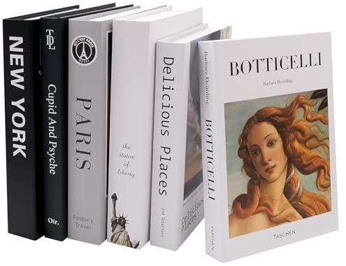 6 PCS Decorative Fake Books Set, Fashion Hardcover Display Books Foldable Faux Books for Home Decor for Coffee Table Bookshelf Office and Living Room