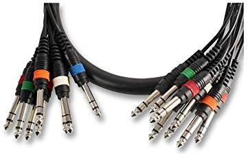 PULSE PLS00117 8 Way 6.35 mm (1/4 Inches) Stereo Jack Plug to Plug Loom, 2.5m, Black