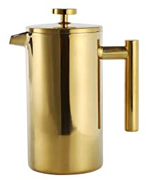 ECHTWERK French Press aus Edelstahl, Doppelwandig isolierte Thermo Kaffeepresse, Kaffeebereiter mit Pressfilter für zu Hause Camping und Büro, Gold-Edition, 800 ml
