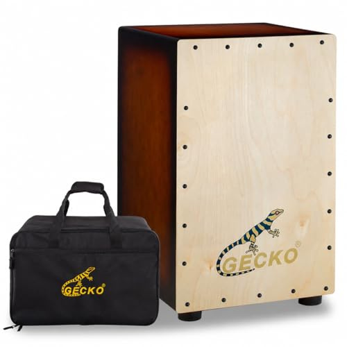 GECKO Cajon BOX Drum-Wooden Percussion Box, with Internal Adjustable Guitar Strings