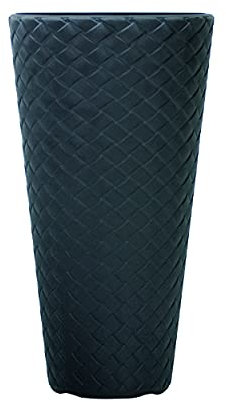 URBNLIVING Set Of Round Rattan Weave Tall Large Plant Pots Flower Indoor Outdoor Garden Planters (Anthracite (300mm), 2)