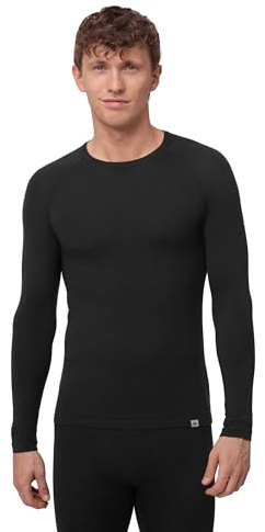 DANISH ENDURANCE Maglia Termica Uomo in Lana Merino, Manica Lunga, per Sci, Trekking, Escursionismo con o Senza Chiusura Zip, Black, M