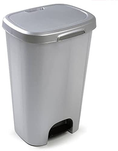 CABLEPELADO -Cubo de Basura con Apertura de Pedal 50 litros, para vivienda - Cubo Ligero y Resistente, Apto para reciclaje y almacenaje - PP - plástico, color gris