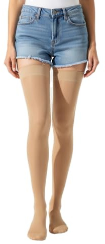 GPARMART Bas de contention médicale Classe 2, 23-32 mmHG Bas de contention à bout fermé pour varices, œdème, Pieds enflés, Varicosités, Thrombose - Unisexe (BEIGE, S)