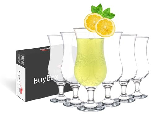 Cocktailgläser Set mit 6 Gläser, 460 ml/15,5 oz. Pina Colada Gläser, Longdrinkgläser für Milchshake, Mojito, Margarita, Sangria, Eiskaffee Gläser, Aperol Spritz Gläser mit Stiel