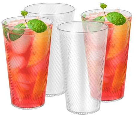 flintronic Gobelets De Service en Plastique, Transparent Verre a Eau Reutilisable, Verre Plastique Rigide sans BPA, Recyclable pour Pique-niques Camping Whisky Pudding