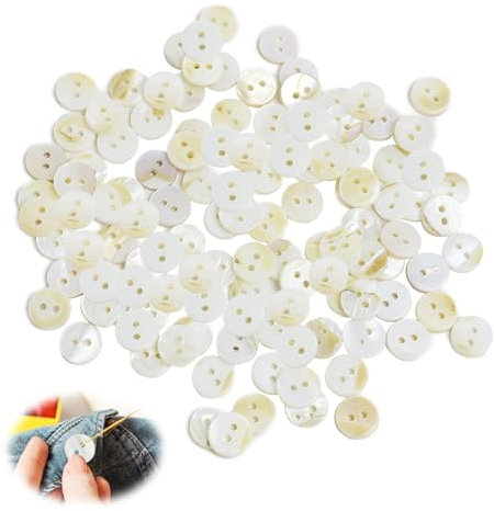 100 Stück Perlmutt Knöpfe,10 mm Natürlich Schimmernde Perlmuttknöpfe,2 Loch Flach Buttons,für Kleidern, Blusen, Handwerk, DIY, Handtasche,Plastikfrei, Natürlich, Sanft und Unbedenklich für die Haut