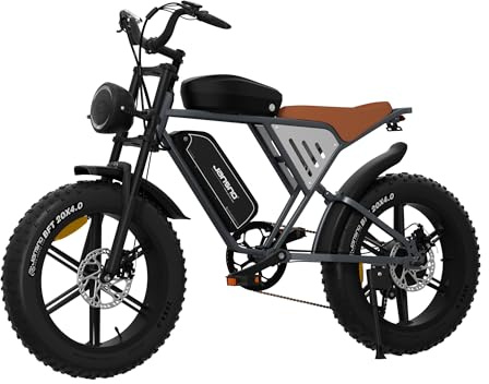 JANSNO Bicicletta Elettrica 20 x 4.0 Fat Tire, 7 Velocità Bici Elettrica, Freni a Disco Meccanici Anteriori e Posteriori, E-Bike per Adulti, Batteria Rimovibile 48V 17Ah/20Ah