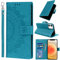 Pnakqil Coque pour iPhone 12/12 Pro avec Dragonne Portable, Téléphone Etui Protection, Pochette Portefeuille Porte-Cartes Support Rabat Cuir PU Magnétique Étui avec TPU Phone Housse, Bleu