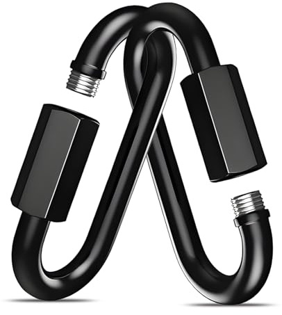 2Pack Black Heavy Duty Quick Links, 4Inch Threaded Quick Chain Link Connectors, 3/8” Locking Carabiners, 2000 LBS Capacity Chain Hooks for for Hammock Camping