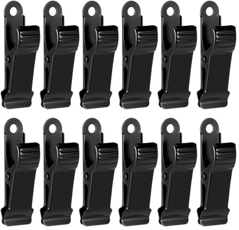 BOHUIZ 12 Stück Metall Klemmen, 1/2 Zoll Federklemmen Krokodilklemmen Rutschfeste Vorhang Klammer für Kleidung Fotos, Vorhänge Badezimmer Snacks （Schwarz）