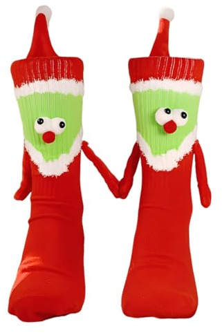 IZIHQA 1 Paio Di Calzini Natalizi Magnetici, Calzini Natalizi Per Donna E Uomo, Calzini Natalizi Morbidi, Calzini Con Mani Magnetiche, Regali Di Natale Per Donna E Uomo