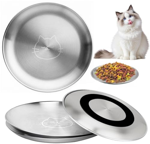 Draupnir 4 Pièces Gamelle Chat en Acier Inoxydable,Passe Au Lave-Vaisselle-17CM-Empilable Bol Gamelle Eau Chat,pour Les Chiots Et Les Chats Petits Animaux