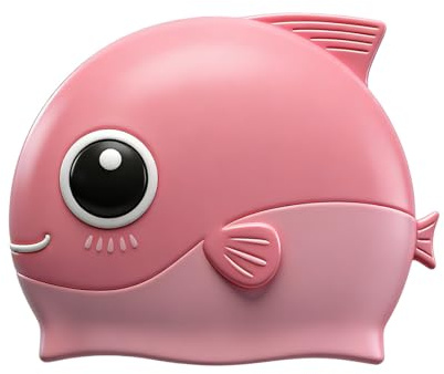1 Bonnet de bain en silicone - Forme de baleine mignonne rose pastel, bonnet de bain imperméable pour filles et garçons