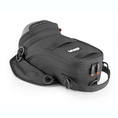 GIVI Borsa da Serbatoio Moto EASY02 6L Magnetica con Cinghie, Copertura Antipioggia e Sistema M.O.L.L.E. – Nero