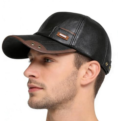 Läderhattar för män | fleecefodrad vintage | fleecefodrad varm baseballhatt – för utomhussport ridning kallt väder