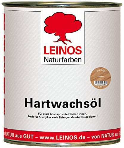 LEINOS Hartwachsöl 0,75 l Farblos – natürliches, ergiebiges Holzöl für Fußböden, Möbel und Treppen | seidenmatt, pflegend, für alle Innenholzflächen geeignet, schützt vor Feuchtigkeit und Abnutzung