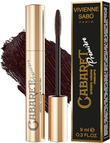 Vivienne Sabó Cabaret Premiere Brown Mascara, Volume and Length, Defining, Curling, No Flaking, No Clumping, Smudge Proof, Washable, Cruelty-Free, Made in Europe, (05 Brown), 0.3 Fl Oz, 1 Pack
