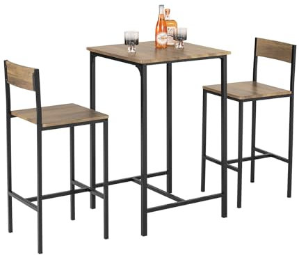 SoBuy Mesa Alta Cocina Taburetes Cocina Mesa Alta Plegable Cocina Isla Diseño Moderno Elegante Ahorro Espacio Fácil Montaje para Cocina Completa y Comedor Pequeño Robusta Madera 60x60x97cm OGT27-N