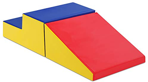 COSTWAY Juego de 2 Piezas Bloques Suaves Grandes Actividad para Escalar y Gatear Juguetes Educativos para Niños (Rojo y Amarillo)