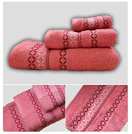 ENERGY COLORS TEXTIL-HOGAR Juego de Toallas Baño 3 Piezas 1 Ducha 1 Mano 1 Cara 100% Algodón Ligeras y Absorbentes (Maury Rosa)
