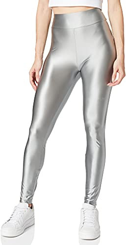 Urban Classics Damen Ladies Highwaist Shiny Metalic Leggings Hose, darksilver, S
