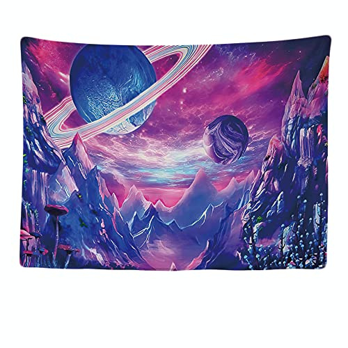 Ulticool - Appeso a Parete Decoración Casa - Planetas Mar Montañas Lila - 200 x 150 cm Grande – Murales Alfombra Tapiz Pared - Tapices Decorativo para Habitacion Dormitorio Salon