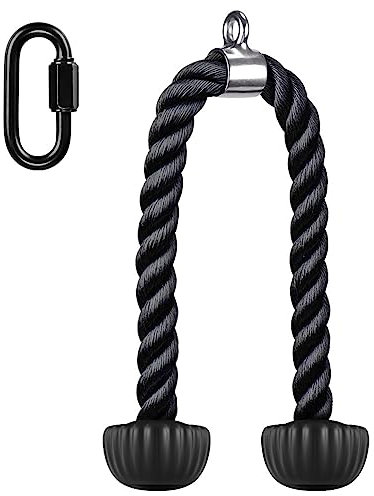 Kipika Trizeps Seil Trizeps Tau, Trizeps Seilzug Kabelzug Kabel Maschine Anhänge Pulley System Gym Pull Down Seil, Trizepsseil Lang 92 cm, Schwarz 1 Stück