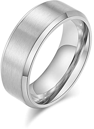 AmDxD Vänskapsringar för män i rostfritt stål, parring vigselring 8 mm matta för män, silver, Rostfritt stål, Utan zirkonia