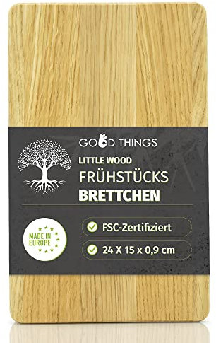 Little Wood – Tabla de desayuno de madera, perfecta como tabla de cortar y pan, madera de roble sostenible con certificado FSC, tabla de madera ideal para la cocina (1 unidad)