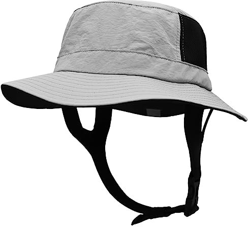 Huakunda Sombrero de pesca para hombre, protección UPF 50+UV, con cinta para la barbilla, plegable, sombrero de safari, ala ancha, para viajes al aire libre, gris claro, Talla única