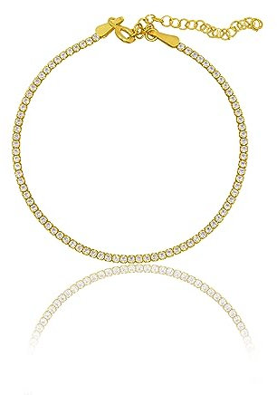 Einzelstück® Tennis Armband Silber 925 I Damen Kristall Armband I 18K Gold I Klassisch Tennisarmband Glitzer (Sparkle Armband Gold)