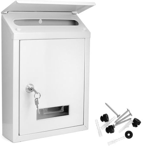 QWORK® Boîte aux Lettres verrouillable avec Fente supérieure et inférieure, en Acier galvanisé, résistante aux intempéries et à la Corrosion