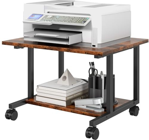 Livofloral Soporte para Impresora bajo Escritorio, 52 x 40 cm, Mesa de impresión para Oficina en casa, Carro de Impresora con Ruedas, pequeño Soporte para Impresora con Bandeja de Almacenamiento,