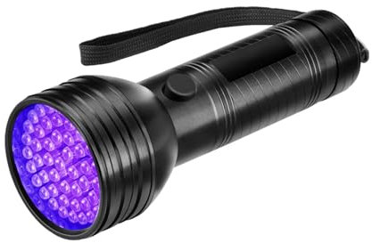 HOHXFYP Lampe de Poche UV À Lumière Noire, Lumière UV Super Brillante À 51 LED, Révèle Les Taches sur Les Tapis, Les Meubles, Les Vêtements, Détecteur D'Urine d'animaux pour L'Urine de Chien