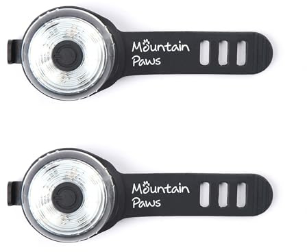 Mountain Paws Dog Collar Safety Light, 4 Colour Modes & Flash Mode (2-Pack)